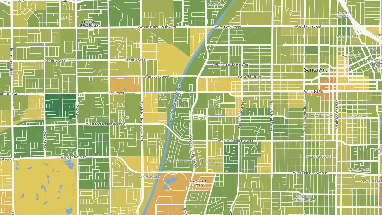 Windsor Village North, Santa Ana, CA Map of Vehicle Theft Rates