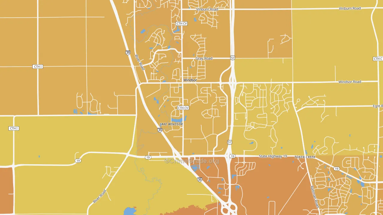 Windsor, WI Map of Vehicle Theft Rates