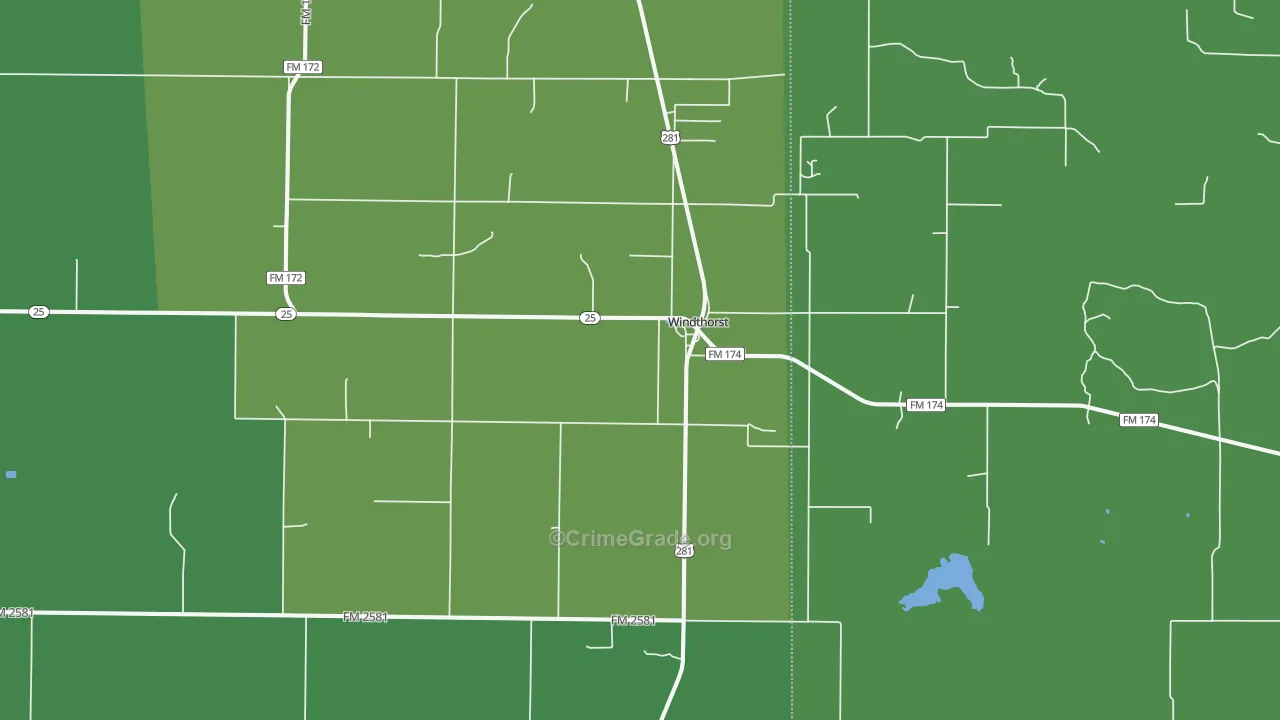 Windthorst, TX Map of Vehicle Theft Rates