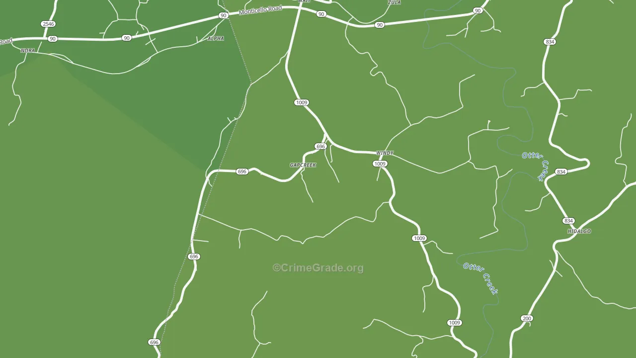 Windy, KY Map of Vehicle Theft Rates