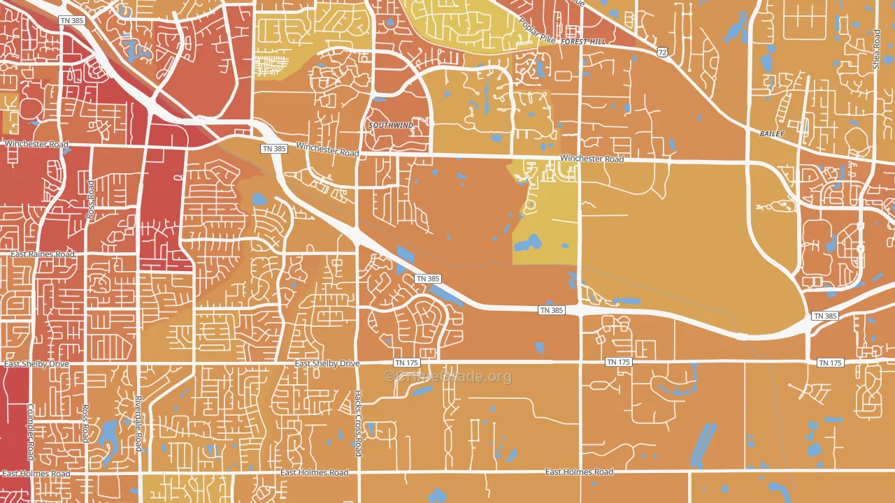 Windyke-Southwind, Memphis, TN Map of Vehicle Theft Rates