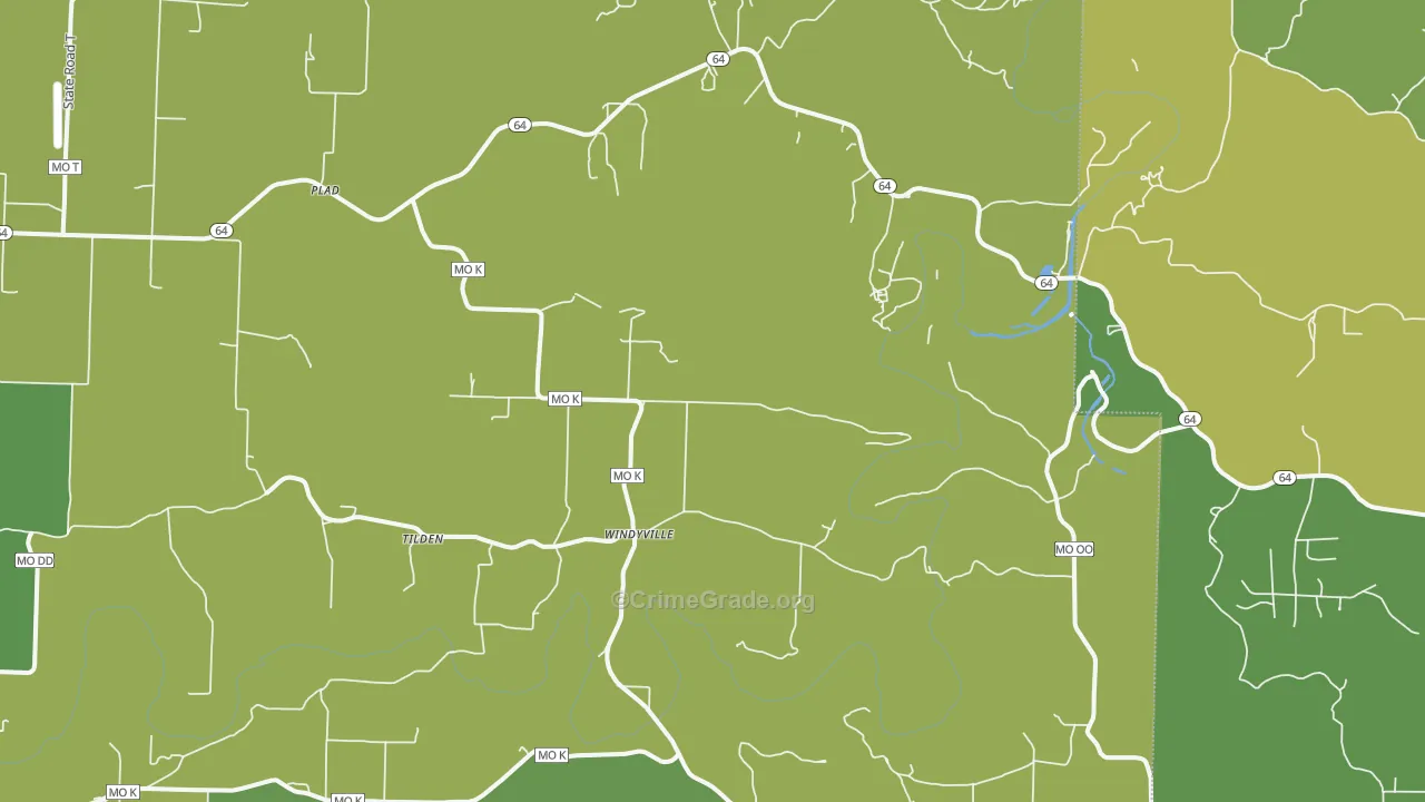 Windyville, MO Map of Vehicle Theft Rates