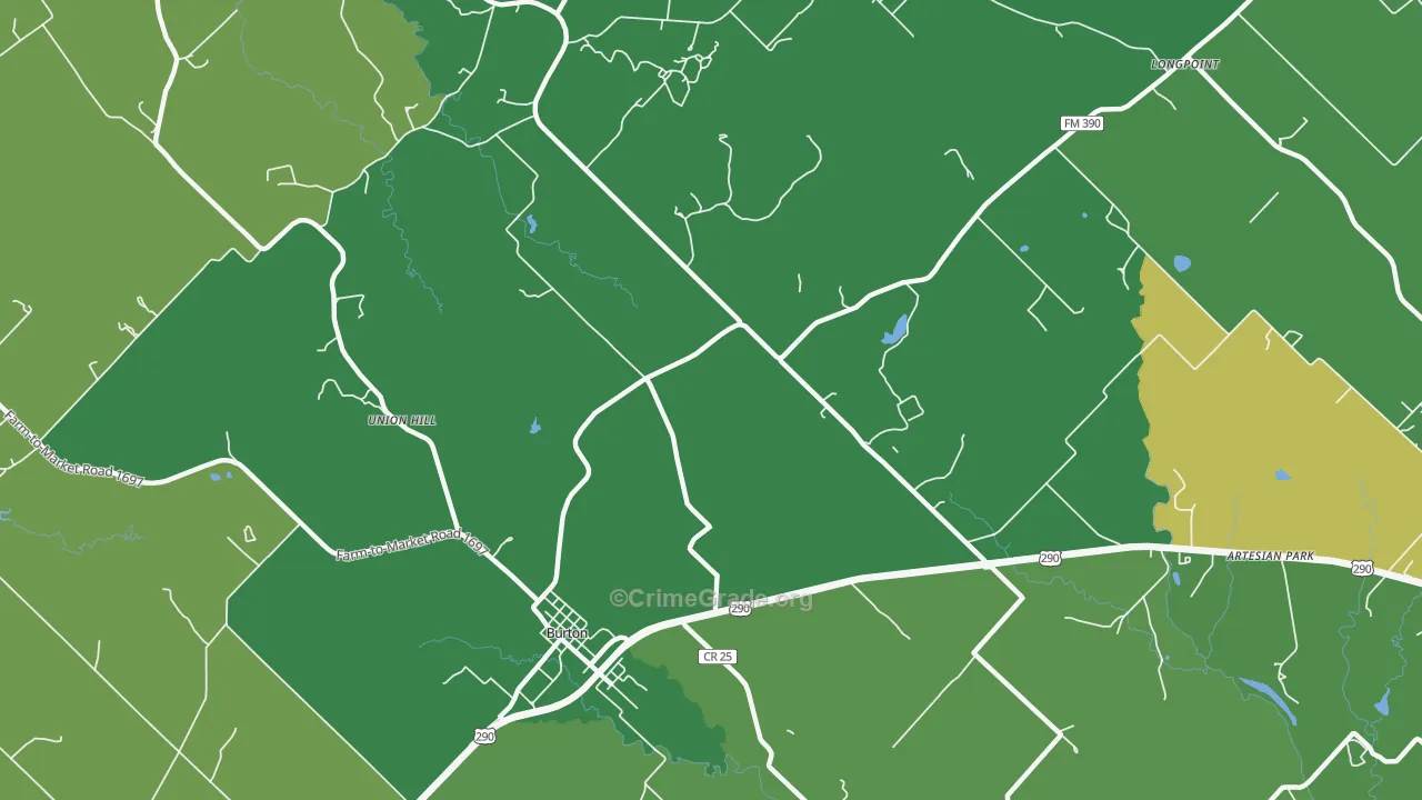 Winedale, TX Map of Vehicle Theft Rates