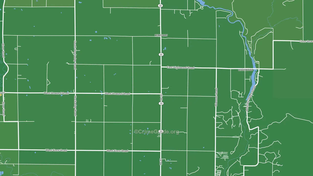 Winegars, MI Map of Vehicle Theft Rates