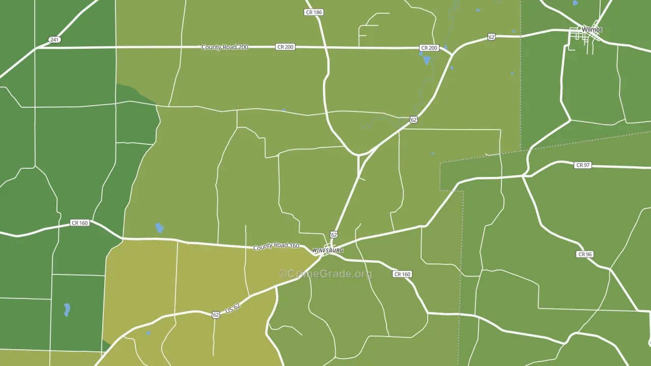 Winesburg, OH Map of Vehicle Theft Rates