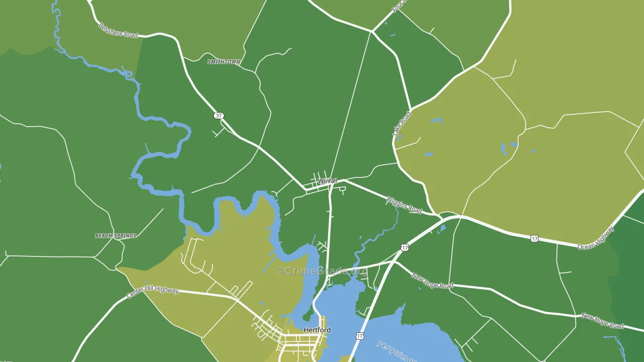 Winfall, NC Map of Vehicle Theft Rates