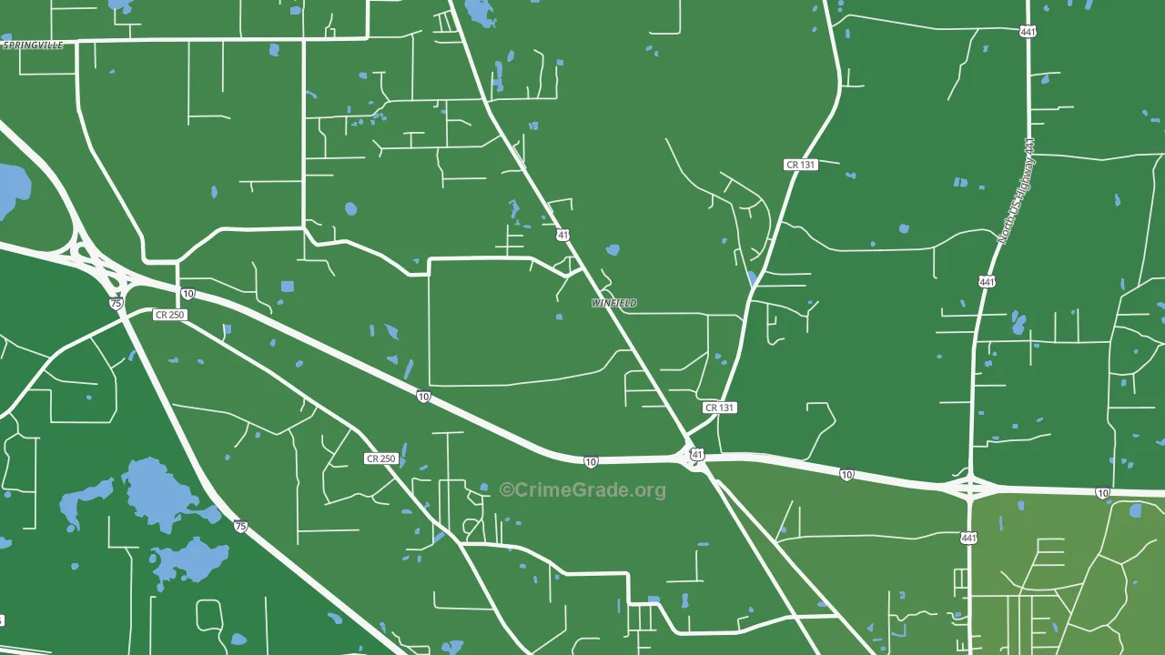 Winfield, FL Map of Vehicle Theft Rates