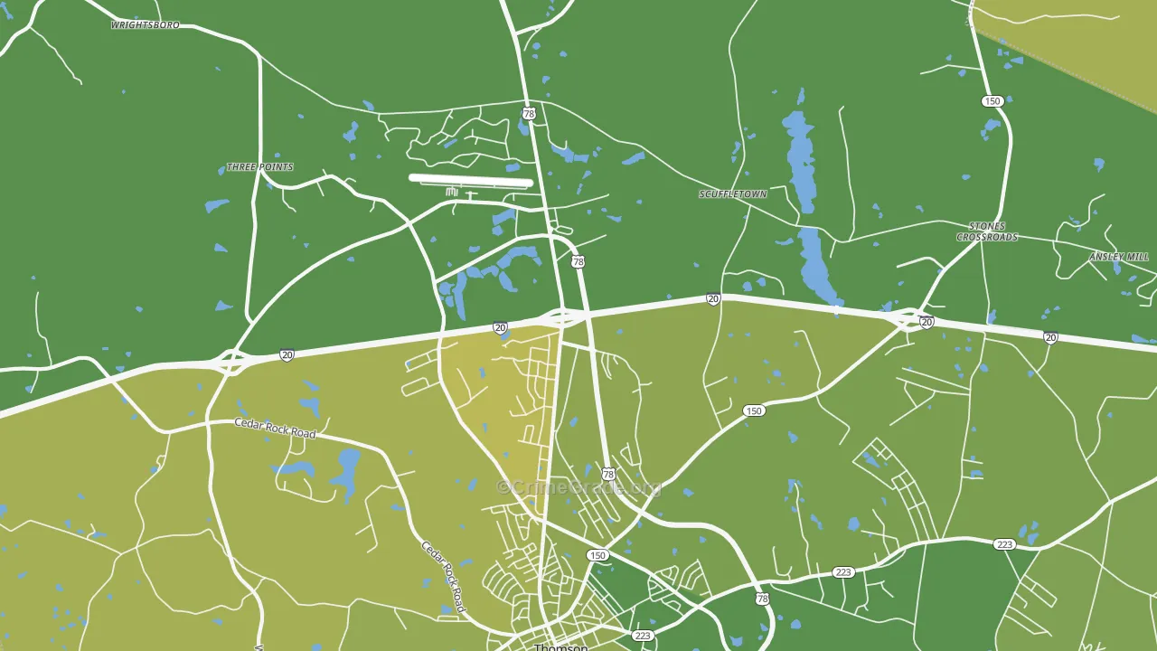Winfield, GA Map of Vehicle Theft Rates