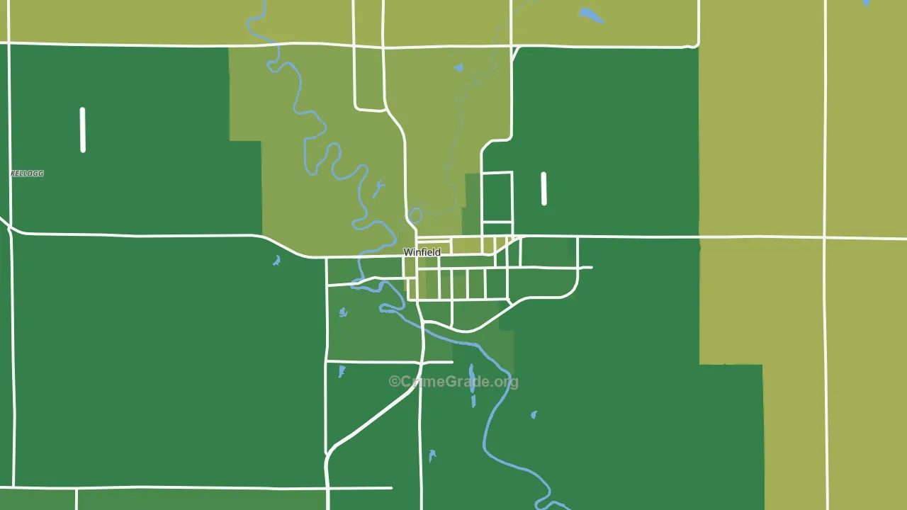 Winfield, KS Map of Vehicle Theft Rates