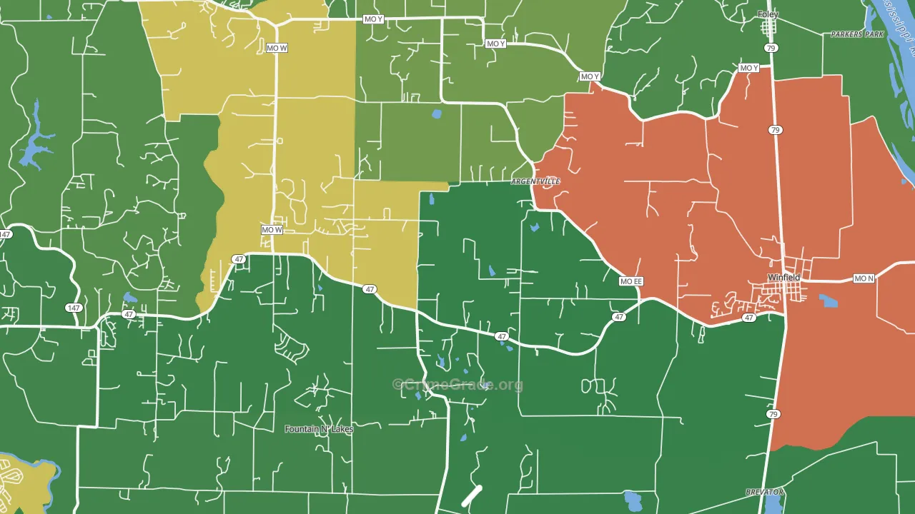Winfield, MO Map of Vehicle Theft Rates