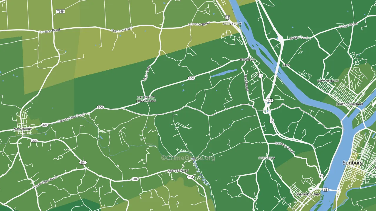 Winfield, PA Map of Vehicle Theft Rates