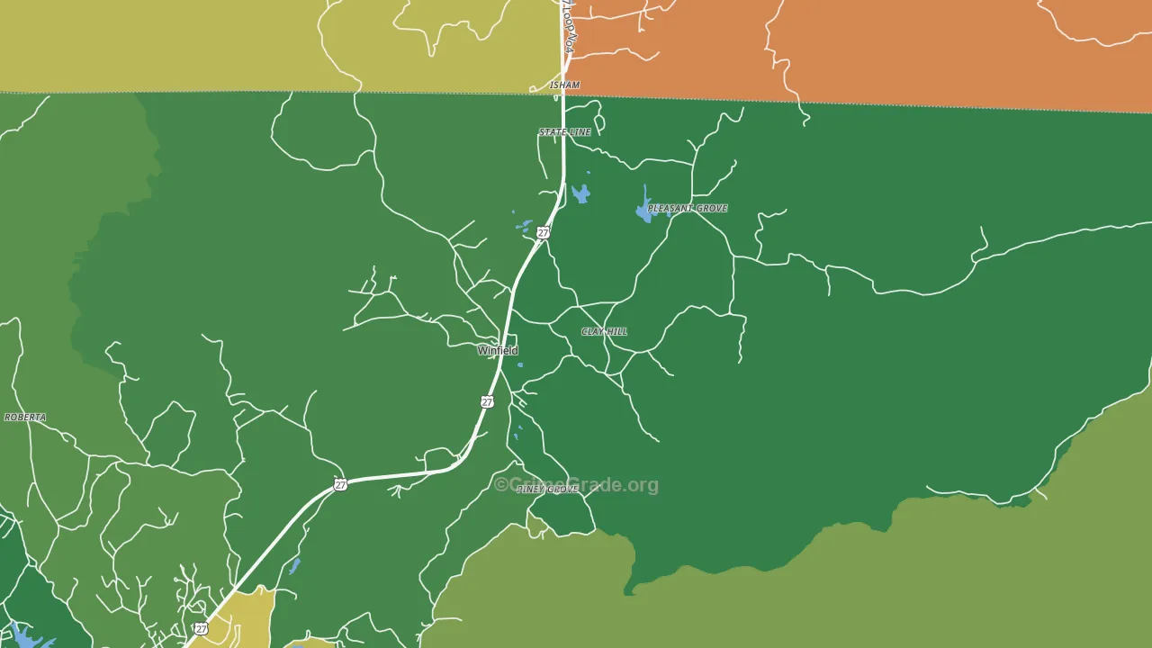 Winfield, TN Map of Vehicle Theft Rates