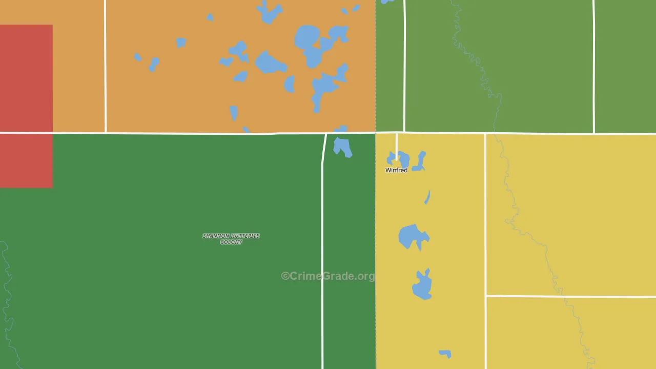 Winfred, SD Map of Vehicle Theft Rates