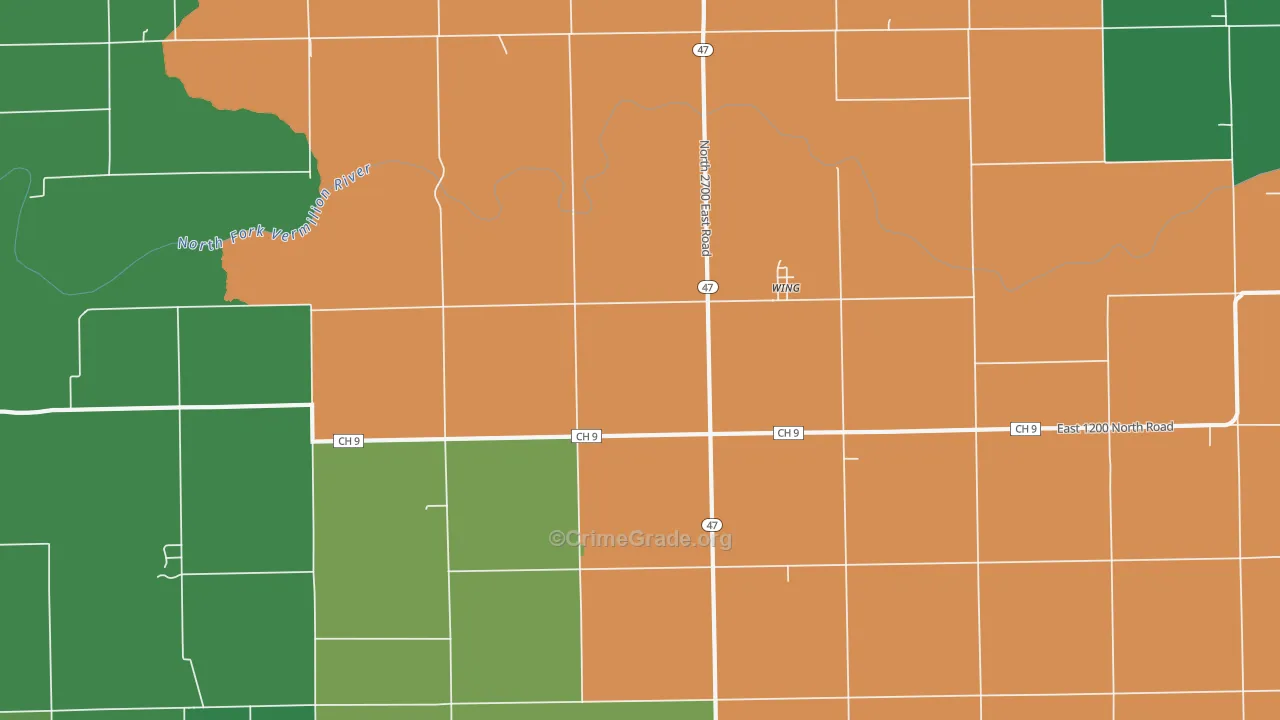 Wing, IL Map of Vehicle Theft Rates