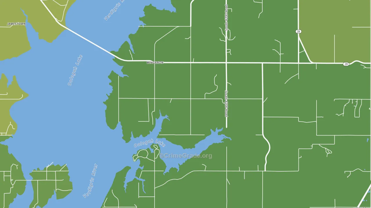 Winganon, OK Map of Vehicle Theft Rates