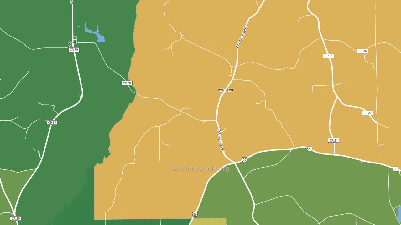 Wingard, AL Map of Vehicle Theft Rates