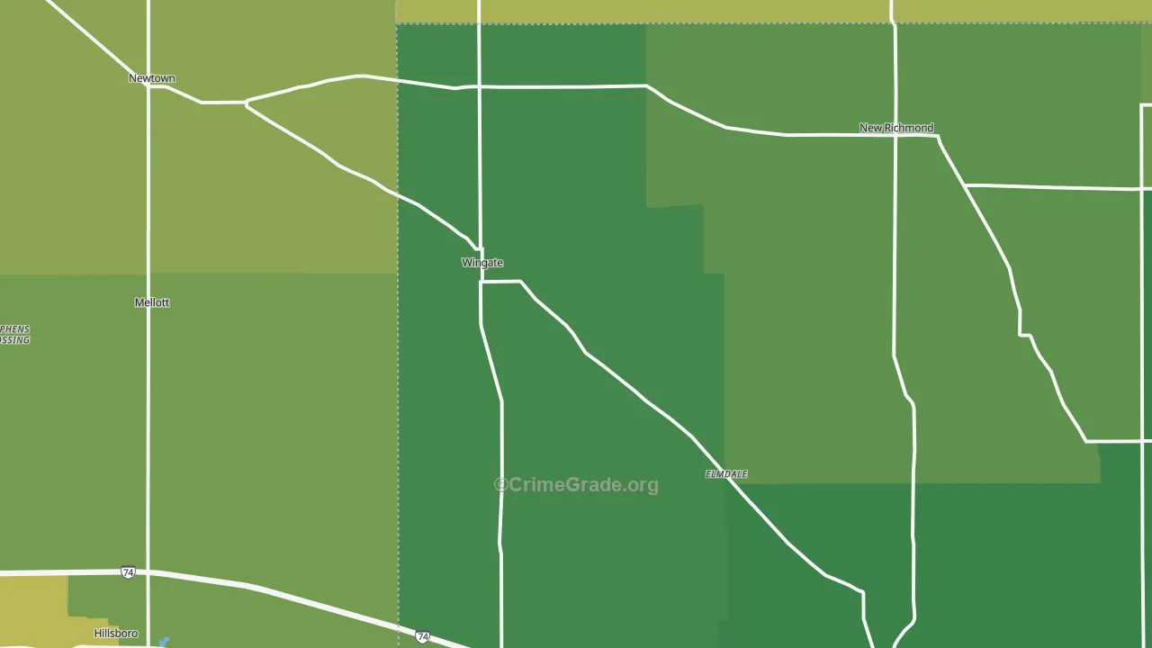 Wingate, IN Map of Vehicle Theft Rates