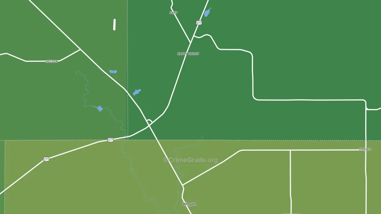 Wingate, TX Map of Vehicle Theft Rates