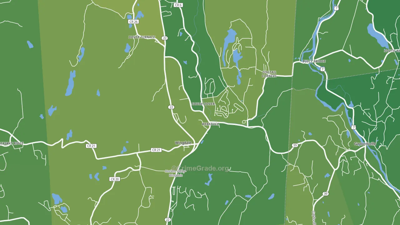 Wingdale, NY Map of Vehicle Theft Rates