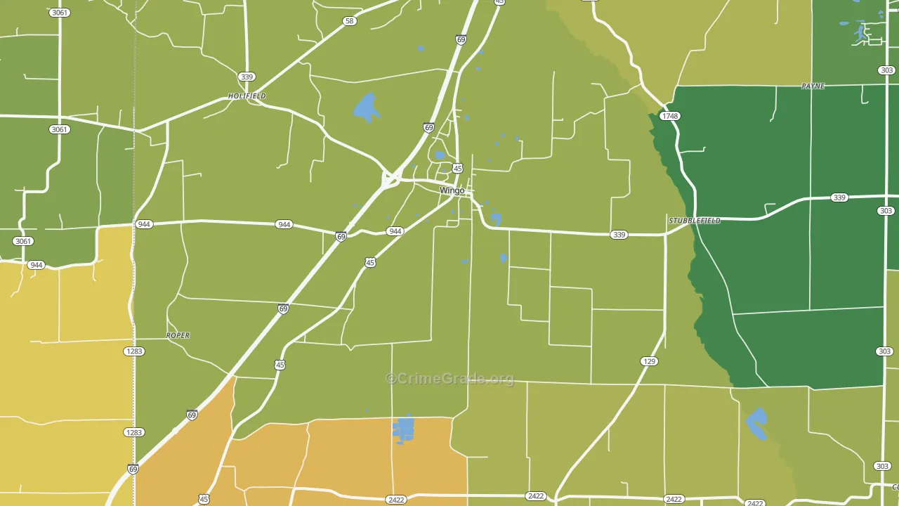 Wingo, KY Map of Vehicle Theft Rates