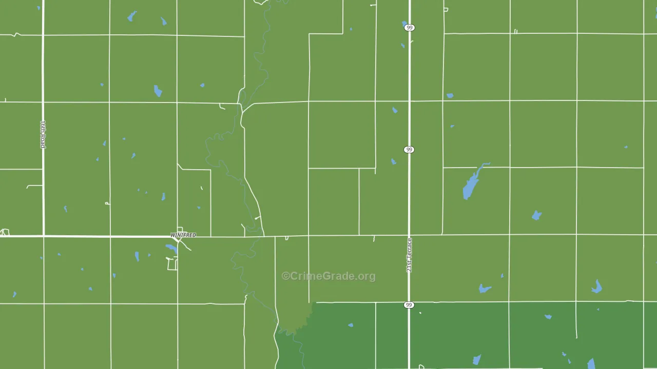 Winifred, KS Map of Vehicle Theft Rates