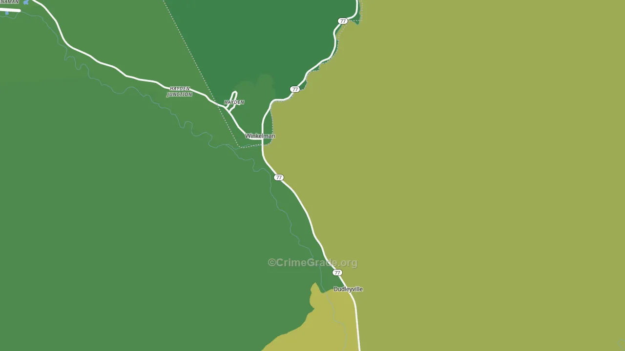 Winkelman, AZ Map of Vehicle Theft Rates