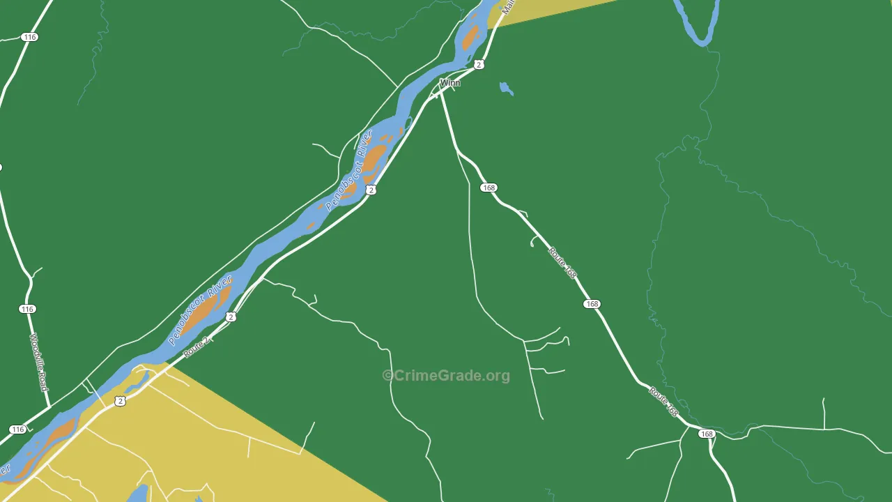 Winn, ME Map of Vehicle Theft Rates