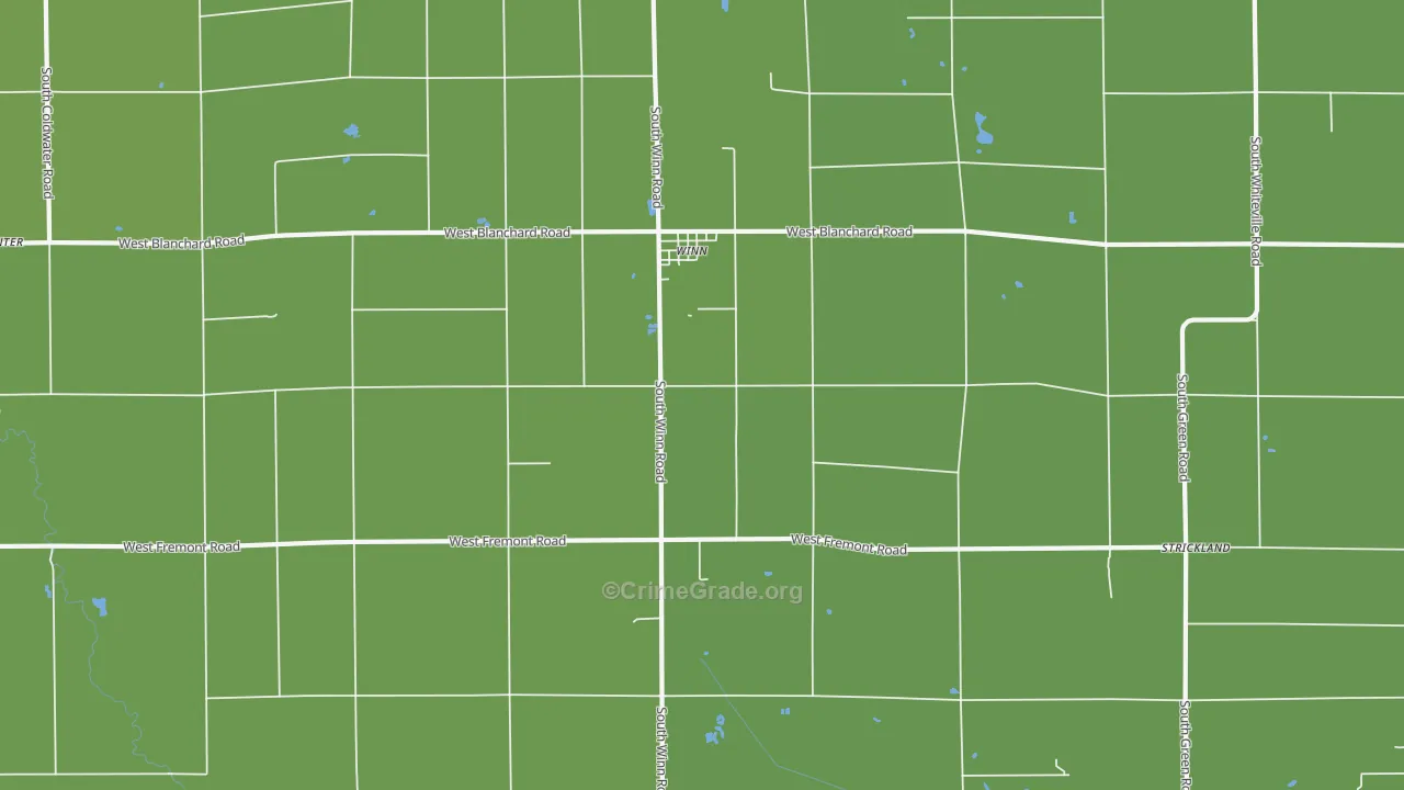 Winn, MI Map of Vehicle Theft Rates