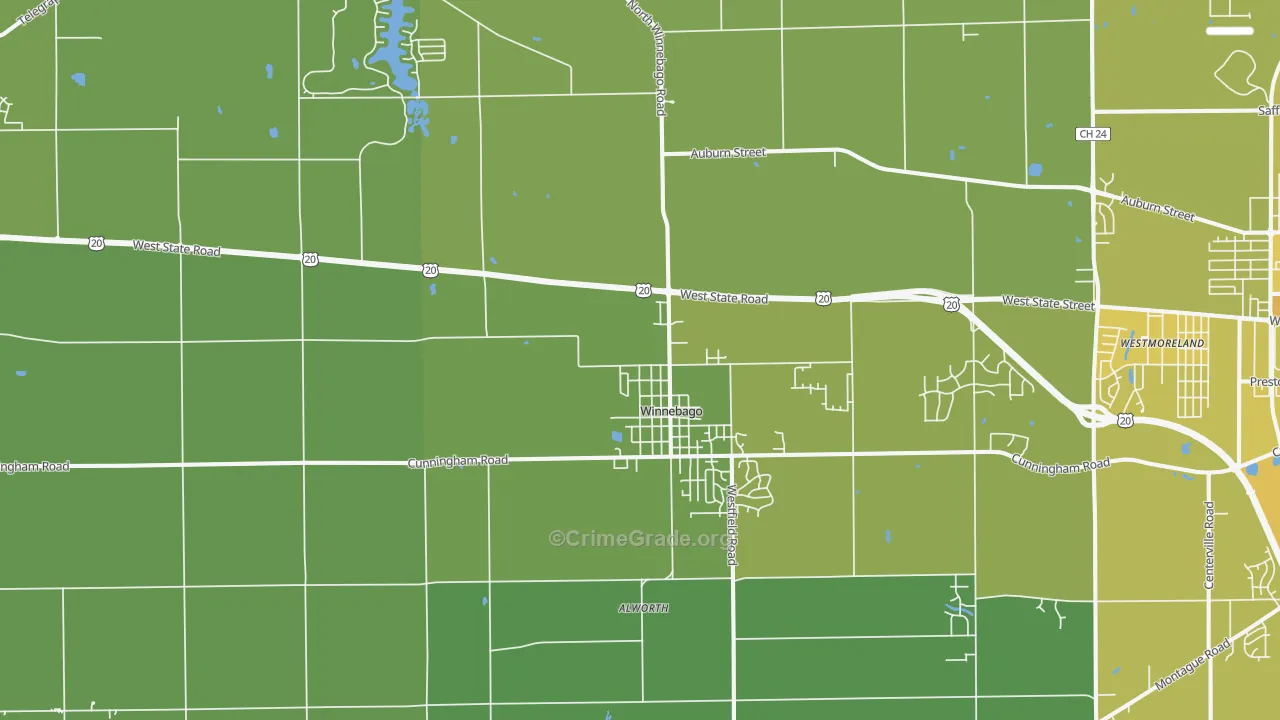 Winnebago, IL Map of Vehicle Theft Rates