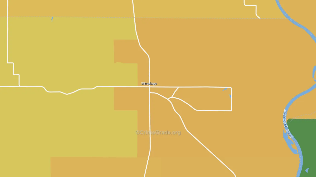 Winnebago, NE Map of Vehicle Theft Rates