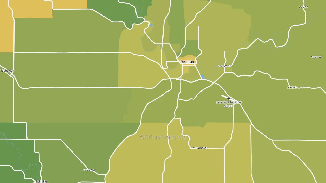 Winneshiek County, IA Map of Vehicle Theft Rates