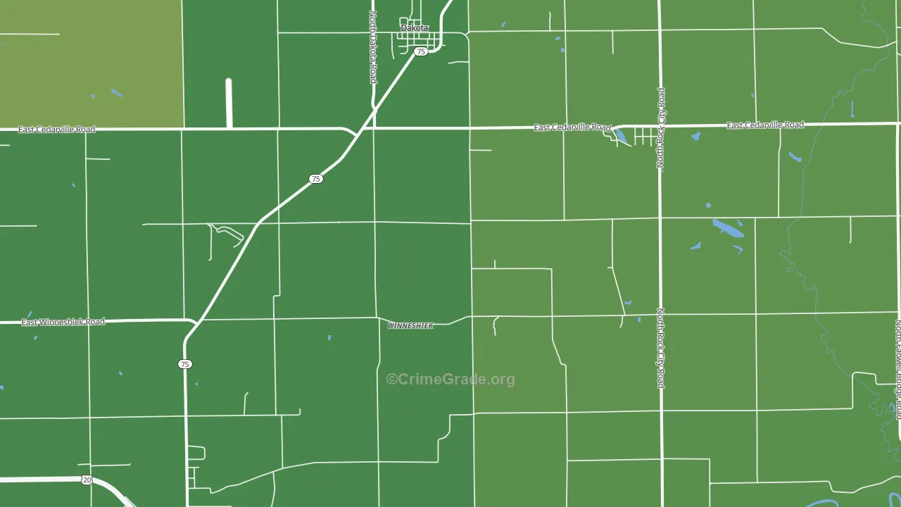 Winneshiek, IL Map of Vehicle Theft Rates