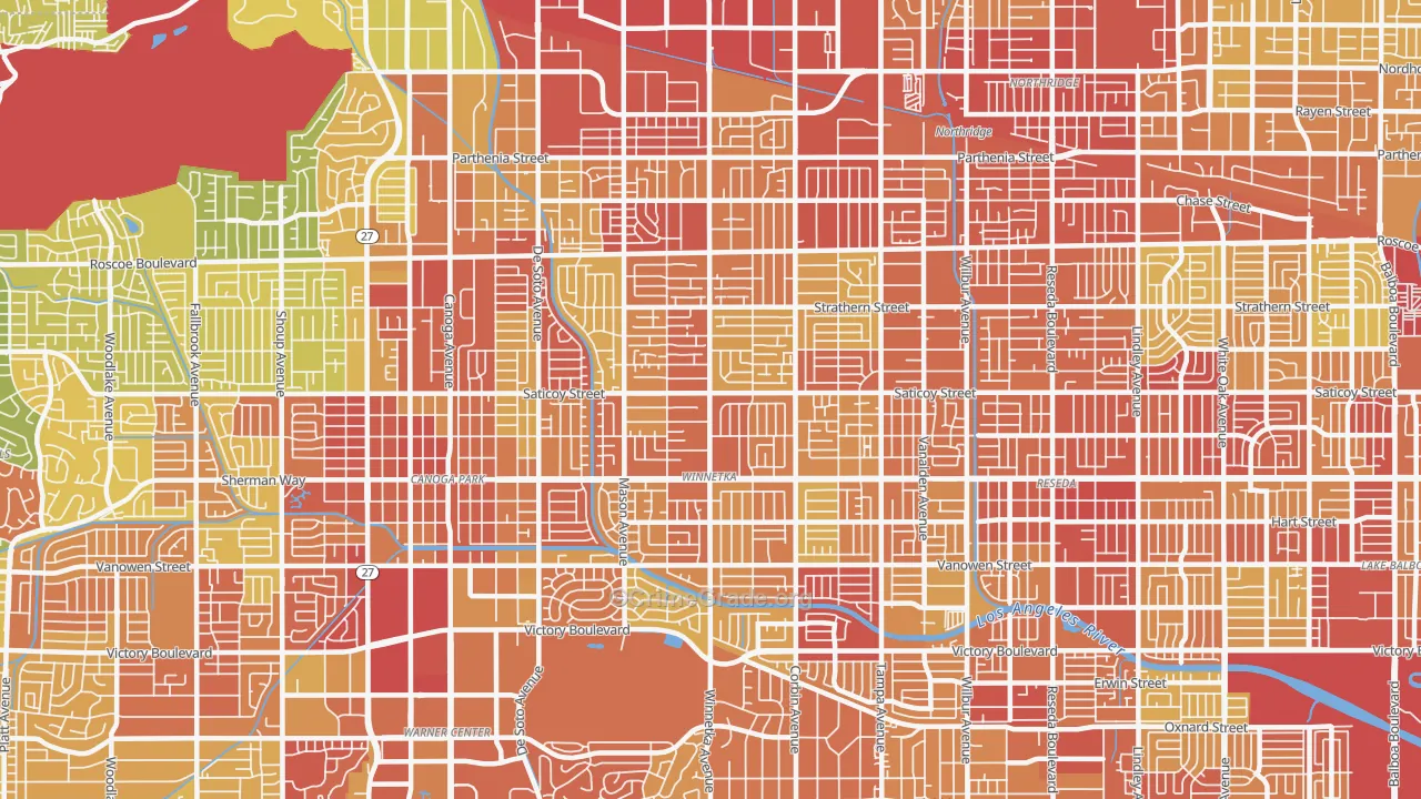 Winnetka, CA Map of Vehicle Theft Rates