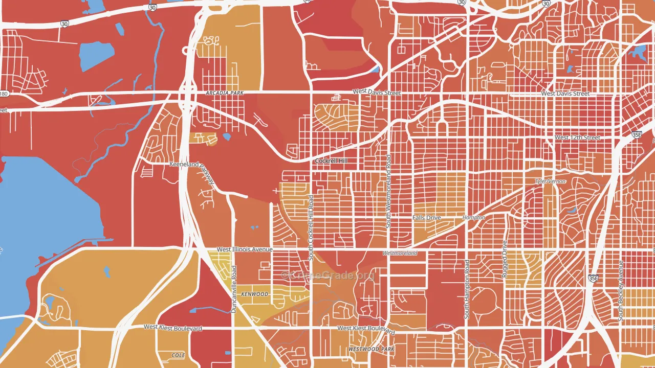 Winnetka Heights, Dallas, TX Map of Vehicle Theft Rates