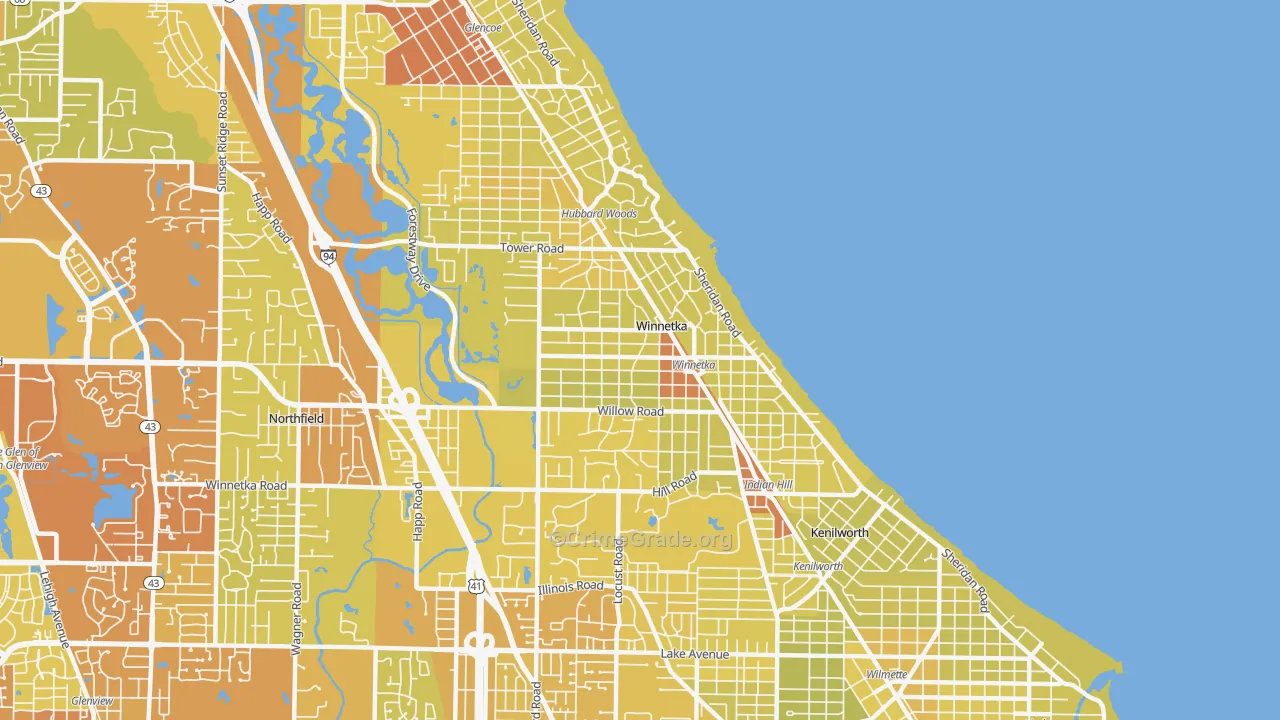 Winnetka, IL Map of Vehicle Theft Rates