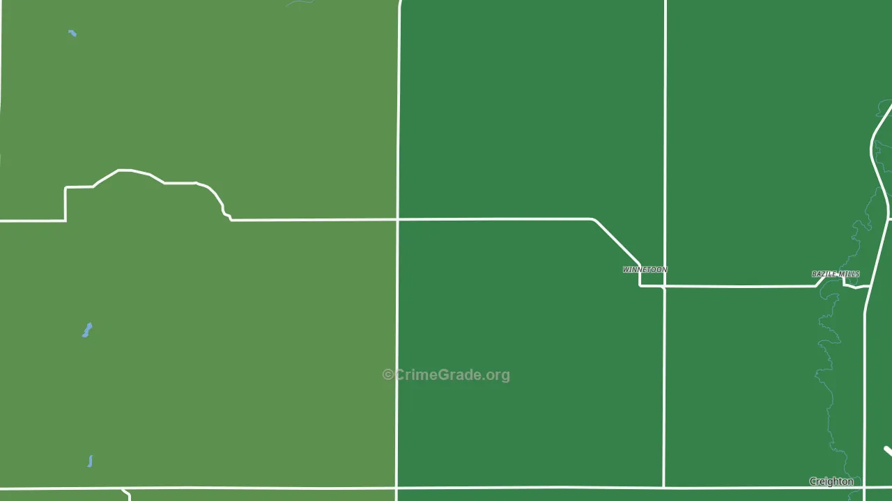 Winnetoon, NE Map of Vehicle Theft Rates