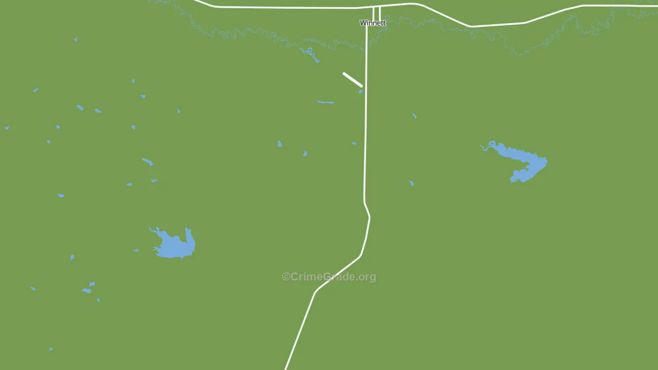 Winnett, MT Map of Vehicle Theft Rates