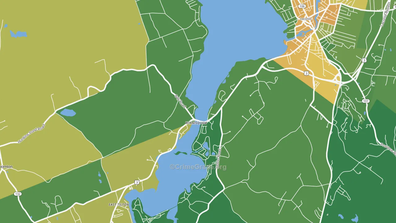 Winnisquam, NH Map of Vehicle Theft Rates