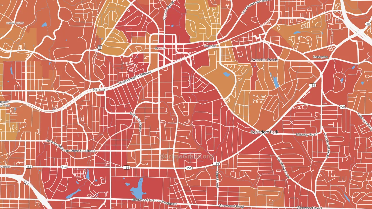 Winnona Park, Decatur, GA Map of Vehicle Theft Rates