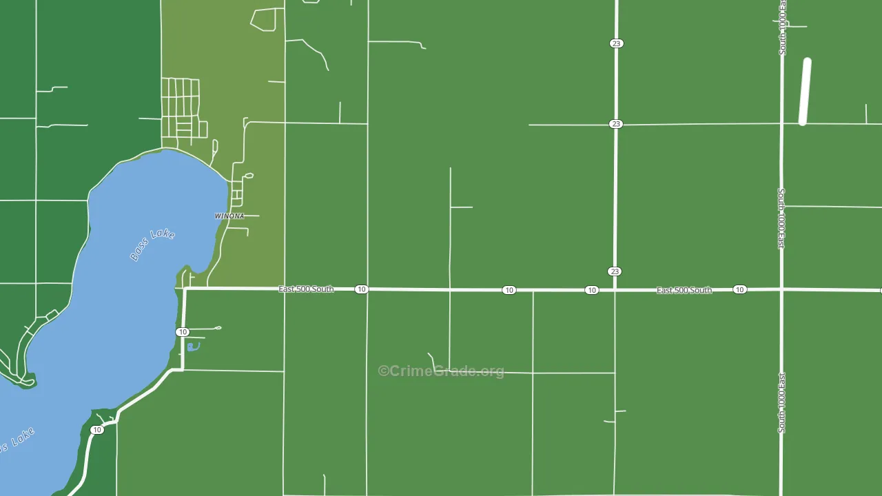 Winona, IN Map of Vehicle Theft Rates