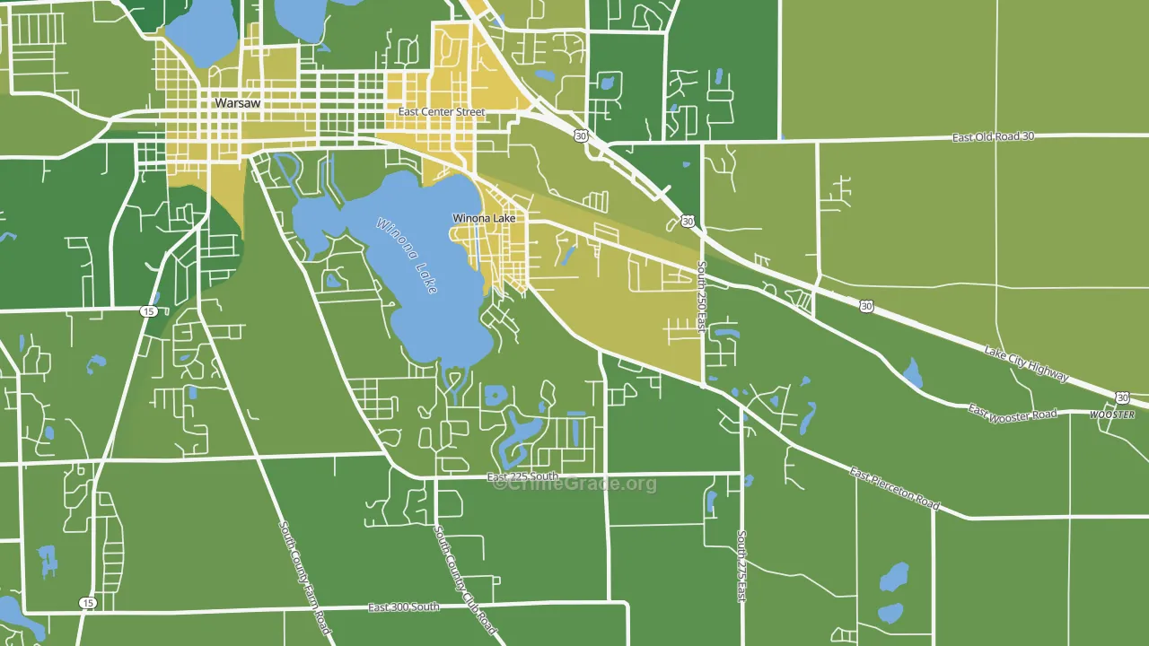 Winona Lake, IN Map of Vehicle Theft Rates