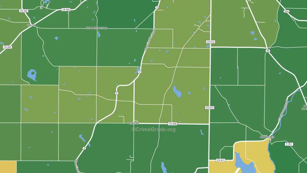 Winona, OH Map of Vehicle Theft Rates