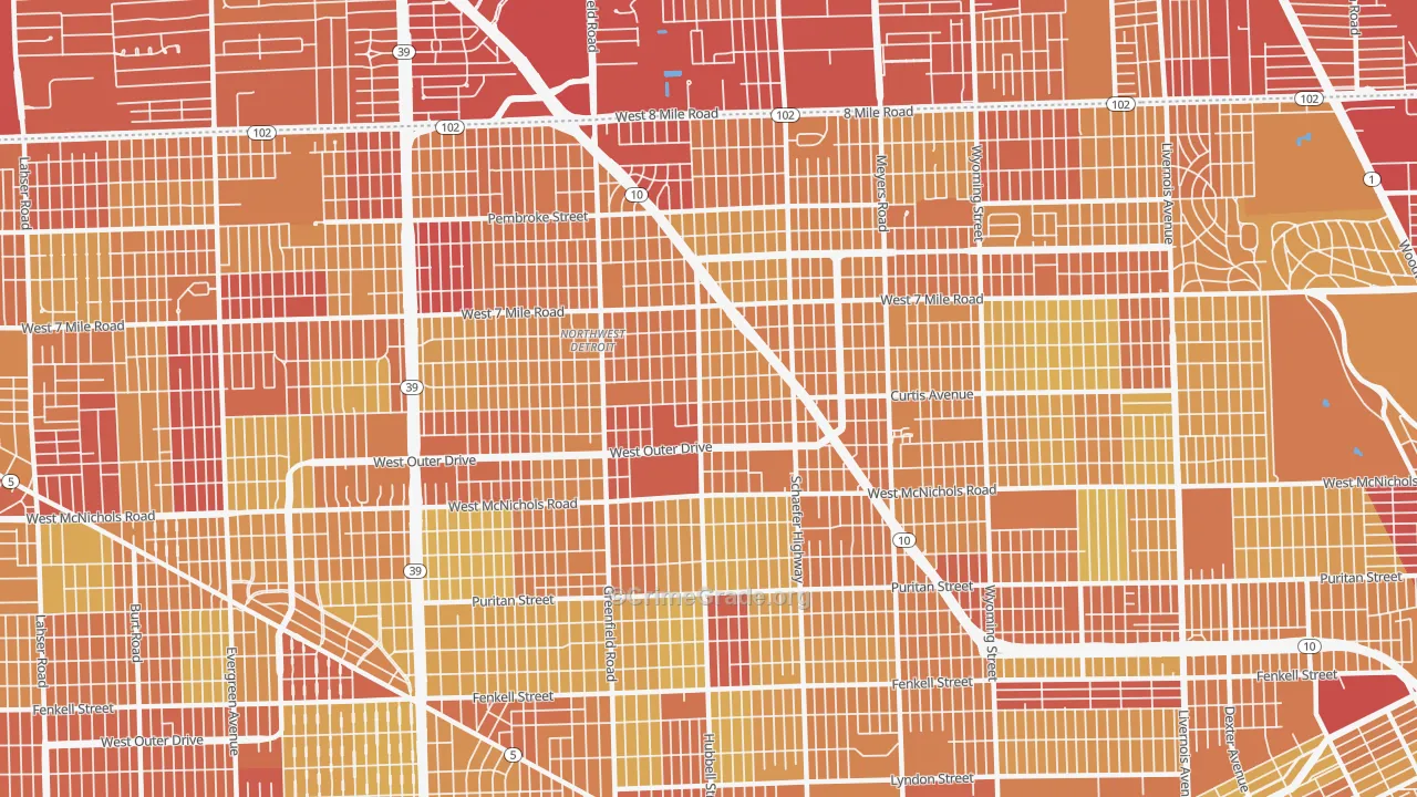 Winship, Detroit, MI Map of Vehicle Theft Rates