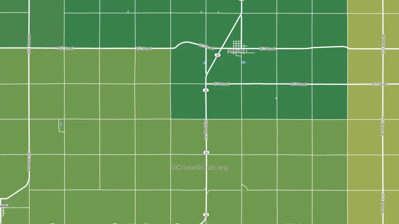 Winside, NE Map of Vehicle Theft Rates