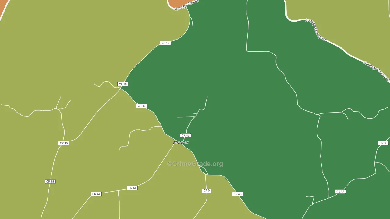 Winslow, AL Map of Vehicle Theft Rates