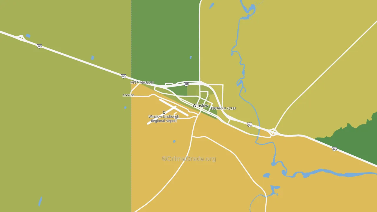 Winslow, AZ Map of Vehicle Theft Rates