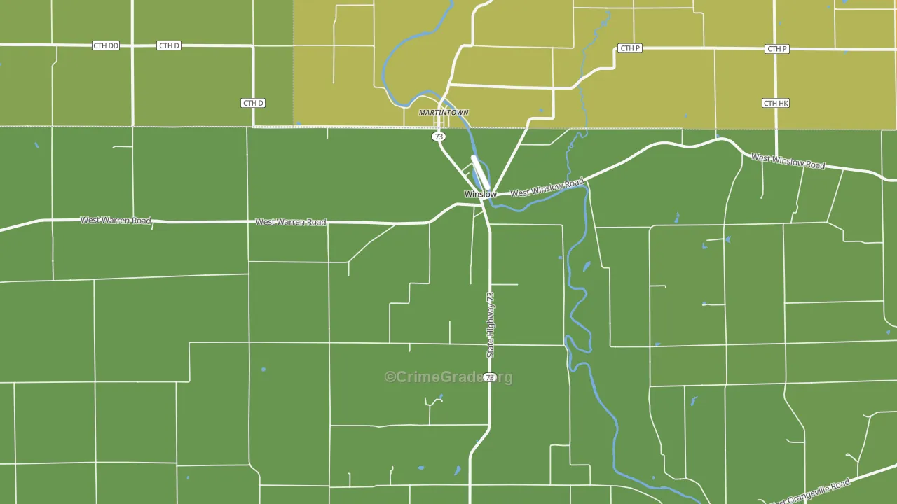 Winslow, IL Map of Vehicle Theft Rates