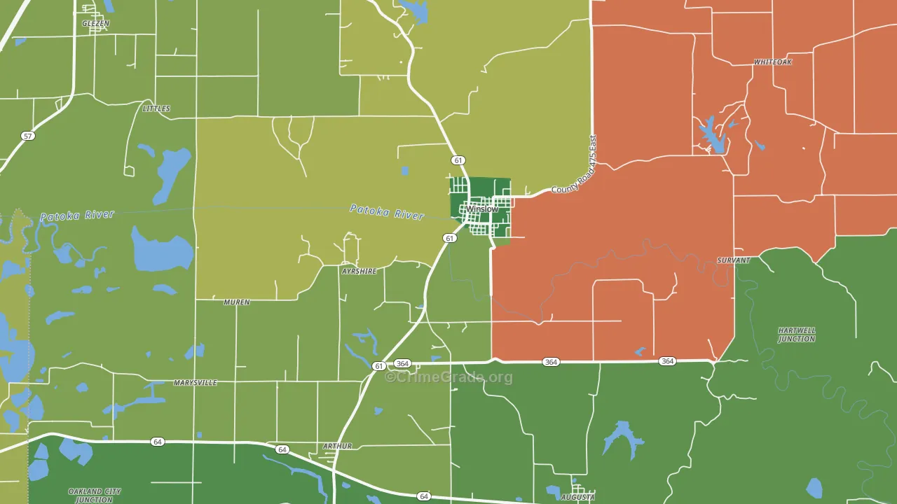 Winslow, IN Map of Vehicle Theft Rates