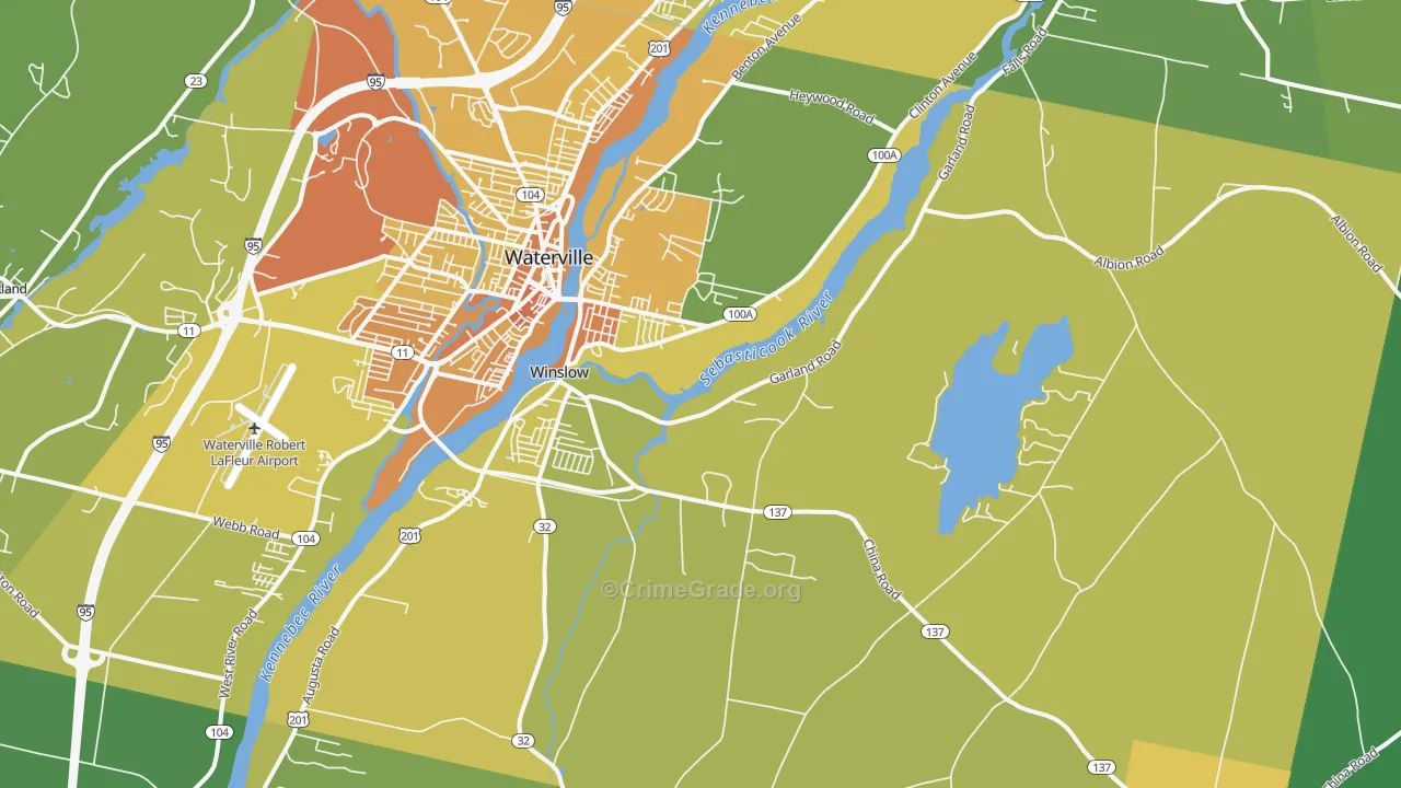 Winslow, ME Map of Vehicle Theft Rates
