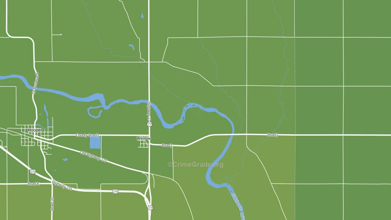 Winslow, NE Map of Vehicle Theft Rates